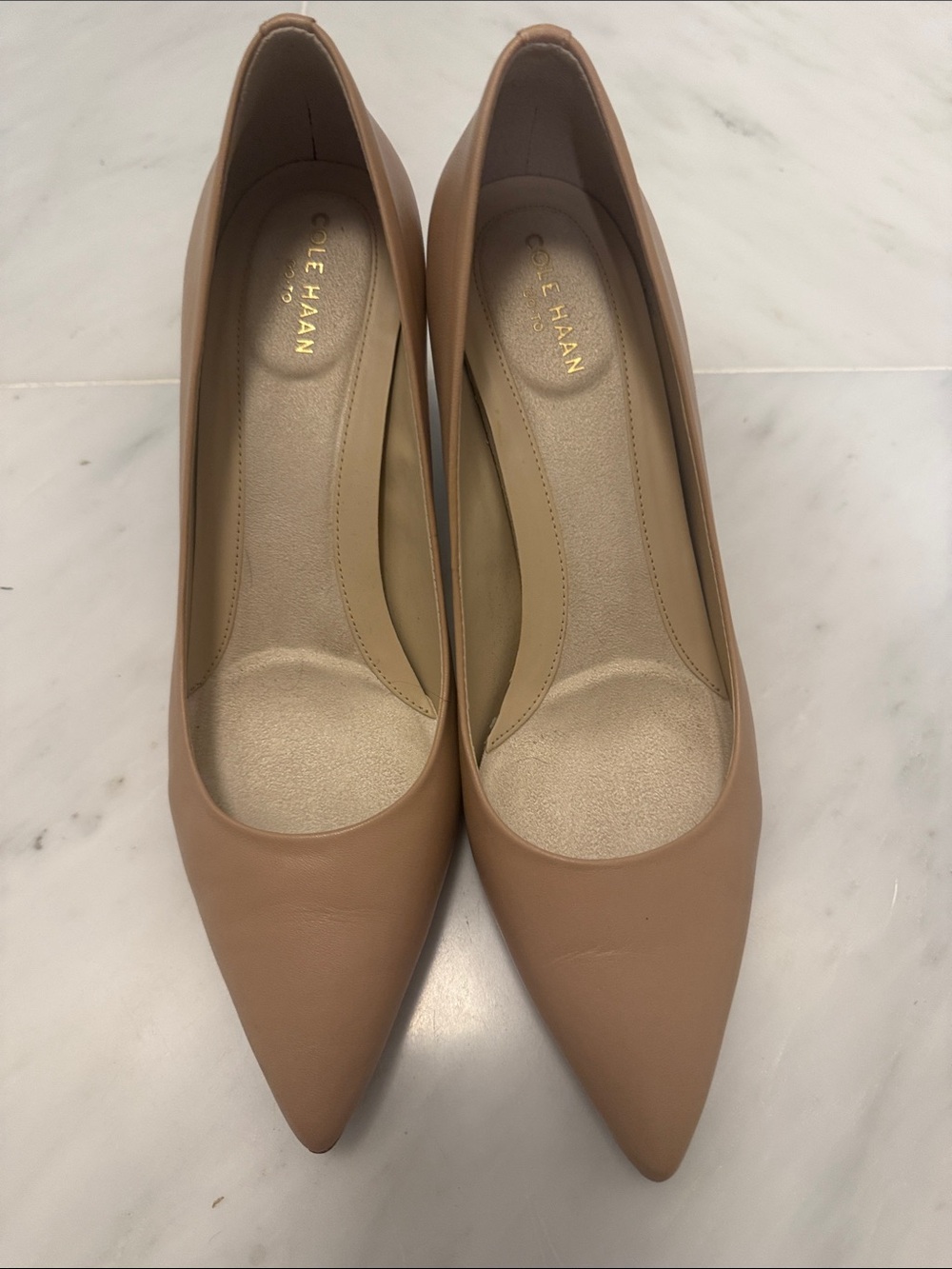 Cole Haan Blush Pointed-Toe Leather Pumps